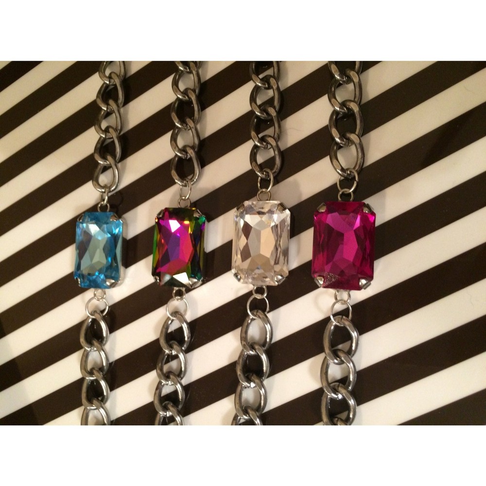 Crystal Antique Silver Link Bracelet